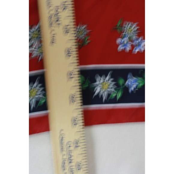 Passigatti Silk Scarf Red Blue Edelweiss Floral Motif Mens Luxury Accessory - Picture 7 of 7